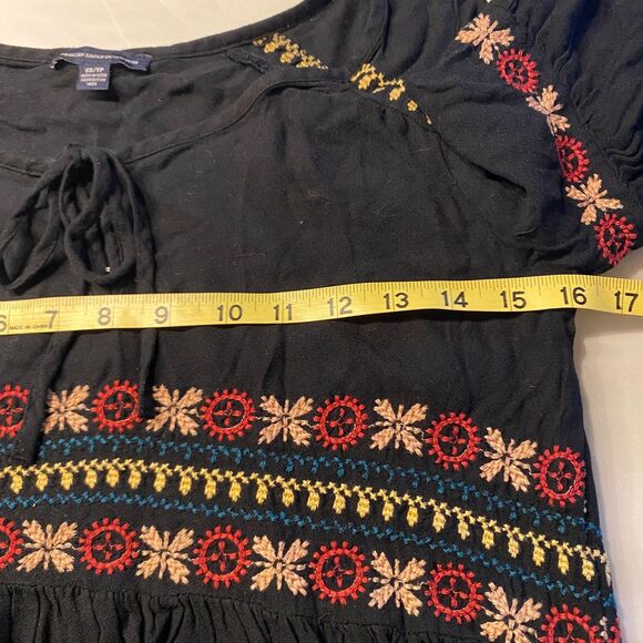 American Eagle Outfitters Dress Ebroidered Boho Fairycore Bell Sleeves Size XS - Picture 14 of 15